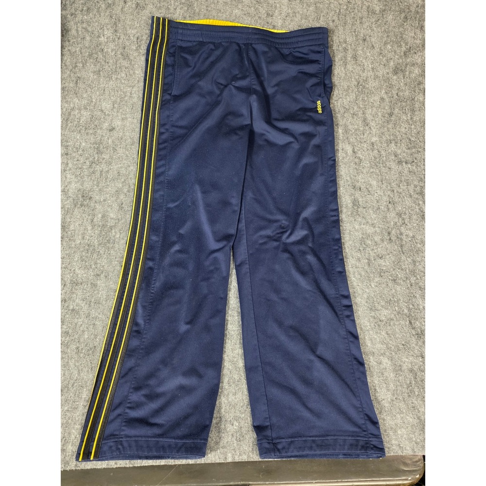 Vintage 2005 adidas Track Pants Mens 2XL Navy Blue Yellow 3 Stripe AJ0002 Y2K